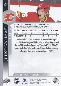 2020-21 Upper Deck #521 Juuso Valimaki Back