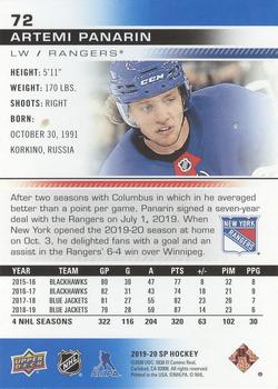 2019-20 SP - Blue #72 Artemi Panarin Back