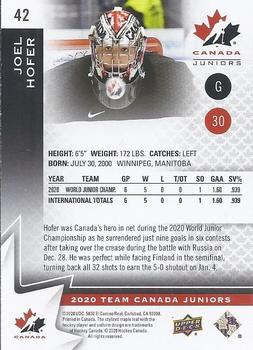 2020-21 Upper Deck Team Canada Juniors #42 Joel Hofer Back