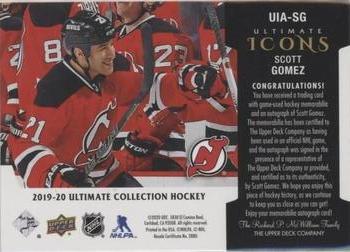 2019-20 Upper Deck Ultimate Collection - Ultimate Icons Copper Patch Autographs #UIA-SG Scott Gomez Back