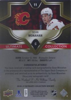 2019-20 Upper Deck Ultimate Collection - 2018-19 Upper Deck Ultimate Collection Update I #11 Sean Monahan Back