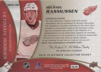 2019-20 Upper Deck Ultimate Collection - 2018-19 Upper Deck Ultimate Collection Update I #RRPA-MR Michael Rasmussen Back