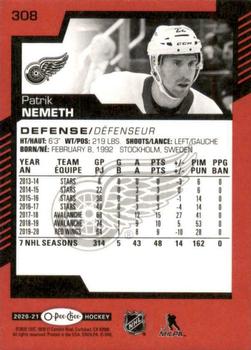 2020-21 O-Pee-Chee - Red #308 Patrik Nemeth Back