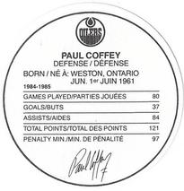 1985-86 Kellogg's Accordion Discs #NNO Paul Coffey Back