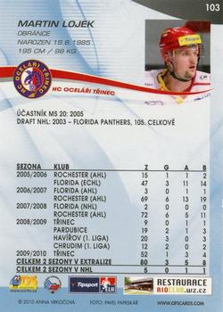 2010-11 Czech OFS Plus #103 Martin Lojek Back