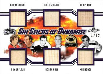 2019-20 Leaf Lumber Kings - Six Sticks of Dynamite Purple #SSD-05 Bobby Clarke / Guy Lafleur / Phil Esposito / Bobby Hull / Bobby Orr / Ken Hodge Front