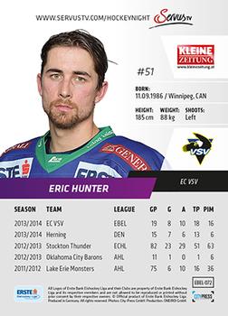 2014-15 Playercards Premium (EBEL) #072 Eric Hunter Back