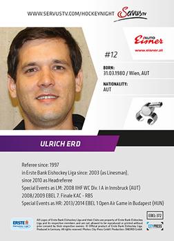 2014-15 Playercards Premium (EBEL) #372 Ulrich Erd Back