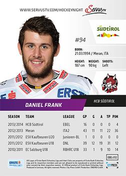 2014-15 Playercards (EBEL) #EBEL-012 Daniel Frank Back