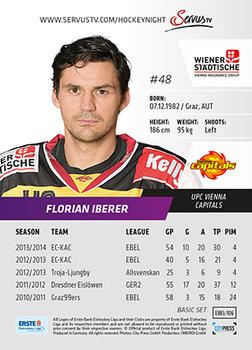 2014-15 Playercards (EBEL) #EBEL-106 Florian Iberer Back