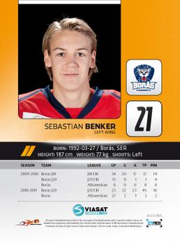 2011-12 HockeyAllsvenskan #ALLS-065 Sebastian Benker Back