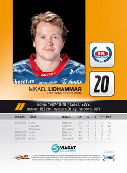 2011-12 HockeyAllsvenskan #ALLS-137 Mikael Lidhammar Back