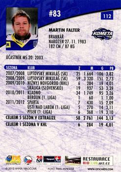 2012-13 Czech OFS Plus #112 Martin Falter Back