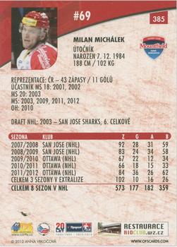2012-13 Czech OFS Plus #385 Milan Michalek Back