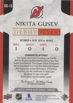 2020-21 Upper Deck - Debut Dates Jersey #DD-15 Nikita Gusev Back