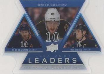 2020-21 Upper Deck - Clear Cut Leaders Trios #CCL-GWG David Pastrnak / Leon Draisaitl / Jack Eichel Front