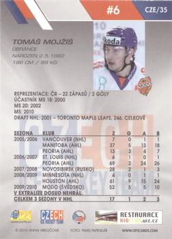 2010-11 Czech OFS Plus - Czech Republic #35 Tomas Mojzis Back
