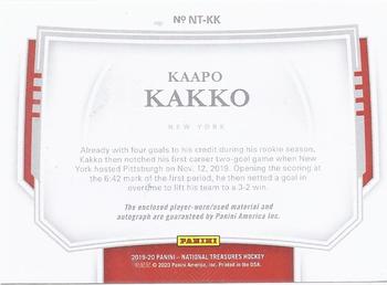2019-20 Panini Chronicles - National Treasures Rookie Patch Autographs #NT-KK Kaapo Kakko Back