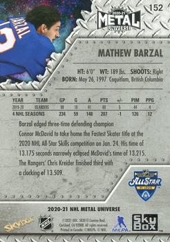 2020-21 SkyBox Metal Universe #152 Mathew Barzal Back