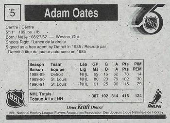 1991-92 Kraft - Black Backs #5 Adam Oates Back