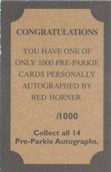 2001-02 Pre-Parkie - Autographs #NNO Red Horner Back