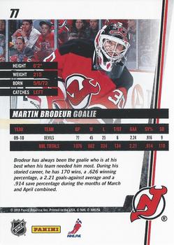 2010-11 Donruss #77 Martin Brodeur  Back