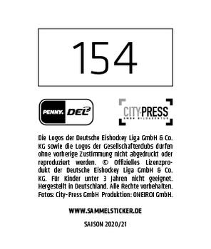 2020-21 Playercards Stickers (DEL) #154 Alexandre Grenier Back