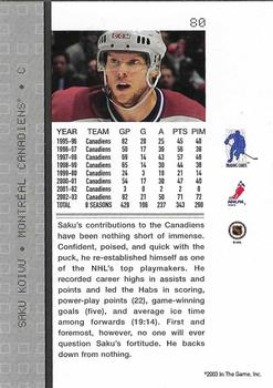 2003-04 Be a Player Memorabilia - Cleveland National #80 Saku Koivu Back