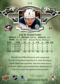 2020-21 Upper Deck Artifacts - Ruby #135 Zach Werenski Back