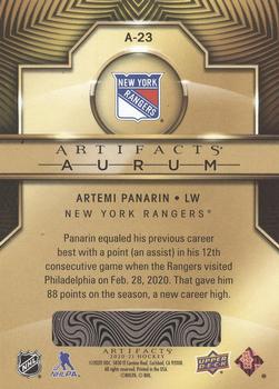 2020-21 Upper Deck Artifacts - Aurum #A-23 Artemi Panarin Back