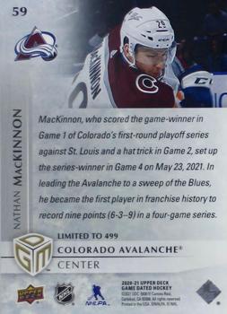 2020-21 Upper Deck Game Dated Moments #59 Nathan MacKinnon Back