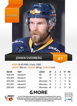 2015-16 Playercards HockeyAllsvenskan #HA-264 Johan Svedberg Back