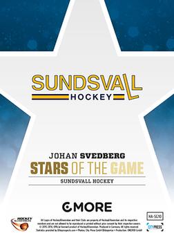 2015-16 Playercards HockeyAllsvenskan - Stars of the Game #HA-SG10 Johan Svedberg Back