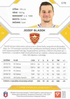 2020-21 SportZoo Tipos Extraliga #078 Jozef Sladok Back