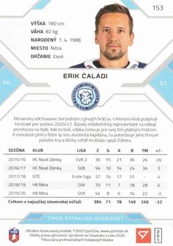 2020-21 SportZoo Tipos Extraliga #153 Erik Caladi Back