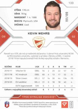 2020-21 SportZoo Tipos Extraliga - Blue #133 Kevin Wehrs Back