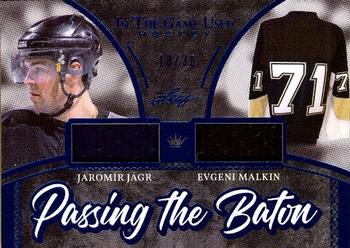 2020-21 Leaf In The Game Used - Passing the Baton Navy Blue #PTB-10 Jaromír Jágr / Evgeni Malkin Front