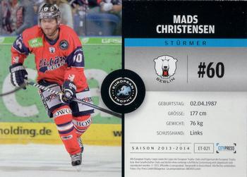 2013-14 Playercards Premium Serie (DEL) #ET-021 Mads Christensen Back