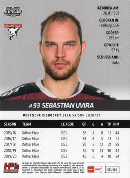 2020-21 Playercards (DEL) #DEL-181 Sebastian Uvira Back