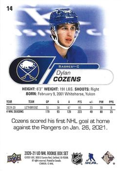 2020-21 Upper Deck NHL Star Rookies Box Set #14 Dylan Cozens Back