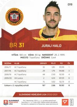 2020-21 SportZoo Slovenská Hokejová Liga - Limited Edition #019 Juraj Halo Back