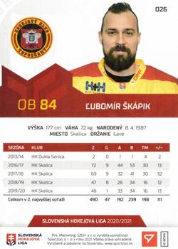 2020-21 SportZoo Slovenská Hokejová Liga - Limited Edition #026 Lubomir Skapik Back
