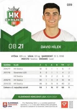2020-21 SportZoo Slovenská Hokejová Liga - Limited Edition #039 David Hilek Back