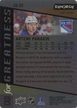 2020-21 Upper Deck Synergy - Cast for Greatness Green #CG-25 Artemi Panarin Back