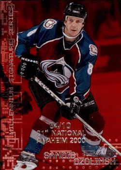 1999-00 Be a Player Millennium Signature Series - Anaheim National Ruby #68 Sandis Ozolinsh Front