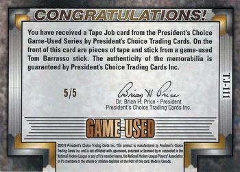 2020-21 President's Choice Game-Used - Tape Job #TJ-111 Tom Barrasso Back