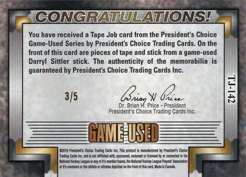 2020-21 President's Choice Game-Used - Tape Job #TJ-142 Darryl Sittler Back