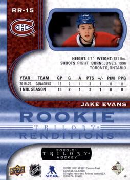 2020-21 Upper Deck Trilogy - Rookie Renditions Blue Foil #RR-15 Jake Evans Back