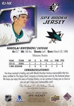 2020-21 SPx - Rookie Jersey Gold Spectrum #RJ-NK Nikolai Knyzhov Back