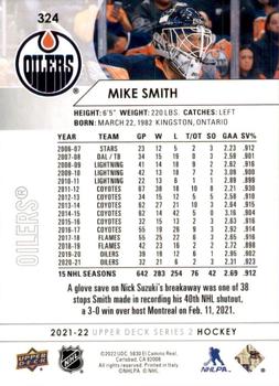 2021-22 Upper Deck #324 Mike Smith Back